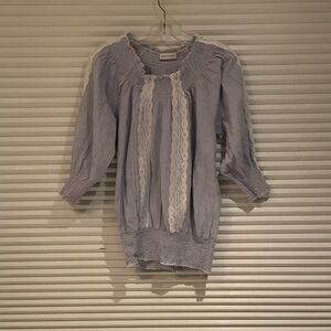 Glam & Fame Lavender/periwinkle blue Blouse with Lace Accents